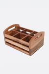 Brick Brown Brown Wood Two In One Flatware Organizer And Tea Glass Holder at Aza Fashions Brick Brown_Brown Wood Two In One Flatware Organizer And Tea Glass Holder_at_Aza_Fashions
