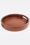 Buy_Brick Brown_Brown Wood Classic Round Serving Tray_Online_at_Aza_Fashions