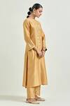 Shop Anantaa By Roohi Yellow Silk, Chanderi Embroidery, Sequins, Gota Patti Boat Neck Kurta Pant Set Shop_Anantaa By Roohi_Yellow Silk, Chanderi Embroidery, Sequins, Gota Patti Boat Neck Kurta Pant Set
