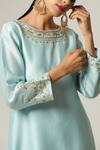 Shop_Anantaa By Roohi_Blue Silk, Chanderi Embroidery Round Neck Full Sleeve Kurta Set _Online_at_Aza_Fashions