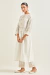 Shop_Anantaa By Roohi_Off White Silk, Chanderi Sequins, Gota Patti, Flower Kurta And Pant Set _Online_at_Aza_Fashions