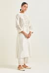 Anantaa By Roohi_Off White Silk, Chanderi Sequins, Gota Patti, Flower Kurta And Pant Set _at_Aza_Fashions