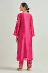 Shop_Anantaa By Roohi_Fuchsia Silk, Chanderi Sequins, Embroidery Round Neck Floret Kurta And Pant Set _at_Aza_Fashions
