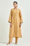 Shop_Anantaa By Roohi_Yellow Silk, Chanderi Embroidery, Sequins Round Floral Bloom Kurta Pant Set _Online_at_Aza_Fashions
