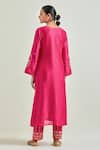 Shop Anantaa By Roohi Fuchsia Silk, Chanderi Sequins, Embroidery Scattered Floral Kurta Pant Set at Aza Fashions Shop_Anantaa By Roohi_Fuchsia Silk, Chanderi Sequins, Embroidery Scattered Floral Kurta Pant Set _at_Aza_Fashions