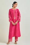Shop Anantaa By Roohi Fuchsia Silk, Chanderi Sequins, Embroidery Scattered Floral Kurta Pant Set Online at Aza Fashions Shop_Anantaa By Roohi_Fuchsia Silk, Chanderi Sequins, Embroidery Scattered Floral Kurta Pant Set _Online_at_Aza_Fashions
