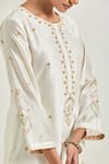 Buy Anantaa By Roohi Off White Silk, Chanderi Sequins, Gota Patti, Floral Hand Kurta And Pant Set Buy_Anantaa By Roohi_Off White Silk, Chanderi Sequins, Gota Patti, Floral Hand Kurta And Pant Set