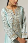 Shop_Anantaa by Roohi_Blue Silk Chanderi Embroidered Floral Notched Kurta Pant Set_Online_at_Aza_Fashions