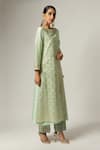 Buy_Anantaa By Roohi_Green Silk, Chanderi Embroidery Round Neck Overlap Kurta Pant Set _Online_at_Aza_Fashions