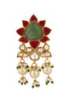 Riana Jewellery_Green Diamonds, Pearls, Stones Floral Jadau Necklace And Earring Set _Online_at_Aza_Fashions