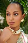 Shop_Riana Jewellery_White Beads, Pearls Floral Jadtar Stones And Necklace Set _Online_at_Aza_Fashions