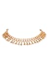 Shop_Riana Jewellery_White Stones, Pearls Tear Drop And Floral Pattern Necklace Set _at_Aza_Fashions