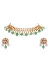 Buy_Riana Jewellery_Green Stones Layered Tear Drop Necklace Set _at_Aza_Fashions