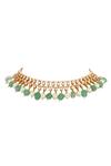Shop_Riana Jewellery_Green Stones Layered Tear Drop Necklace Set _at_Aza_Fashions