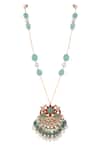 Shop_Riana Jewellery_Green Beads, Pearls, Stones Floral Jadtar Necklace Set _at_Aza_Fashions