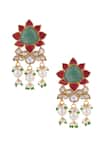 Riana Jewellery_Green Beads, Pearls, Stones Floral Jadtar Necklace Set _Online_at_Aza_Fashions