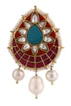 Buy_Riana Jewellery_Green Embellished Drop Pattern Brooch _at_Aza_Fashions