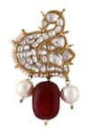 Shop_Riana Jewellery_White Embellished Abstract Pattern Brooch _at_Aza_Fashions