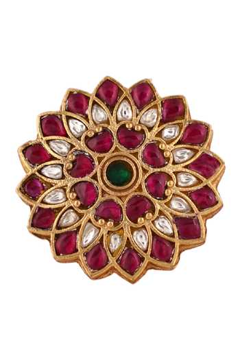 Buy_Riana Jewellery_Pink Stones Floral Embellished Ring _at_Aza_Fashions