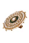 Shop_Riana Jewellery_Green Diamonds, Pearls, Stones Floral Pattern Embellished Ring _at_Aza_Fashions