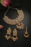 Buy_Minaki_Gold Plated Beads, Diamonds Kundan Pendant Necklace Set _at_Aza_Fashions