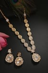 Buy_Minaki_Gold Plated Piping, Diamonds Kundan Polki Long Pendant Necklace Set _at_Aza_Fashions
