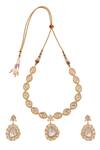 Shop_Minaki_Gold Plated Piping, Diamonds Kundan Polki Long Pendant Necklace Set _at_Aza_Fashions