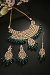 Buy_Minaki_Green Beads, Diamonds Kundan Embellished Necklace Set _at_Aza_Fashions