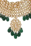 Shop_Minaki_Green Beads, Diamonds Kundan Embellished Necklace Set _Online_at_Aza_Fashions
