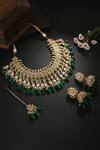 Buy_Minaki_Green Pearls, Beads Kundan Necklace Set _at_Aza_Fashions