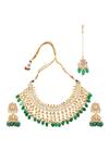 Shop_Minaki_Green Pearls, Beads Kundan Necklace Set _at_Aza_Fashions