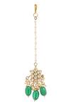 Minaki_Green Pearls, Beads Kundan Necklace Set _at_Aza_Fashions
