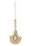 Minaki_Green Diamonds, Stones Kundan Geometric Necklace Set _at_Aza_Fashions