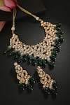 Buy_Minaki_Green Stones, Beads, Gota Patti Gold Plated Kundan Necklace Set _at_Aza_Fashions