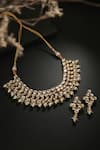 Buy_Minaki_White Pearls, Diamonds Kundan Embellished Necklace Set _at_Aza_Fashions