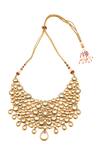 Minaki_Gold Plated Stones, Gota Patti, Diamonds Kundan Embellished Necklace Set _Online_at_Aza_Fashions