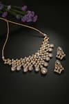 Buy_MINAKI_Gold Plated Diamonds, Stones Kundan Triangle Shaped Necklace Set _at_Aza_Fashions