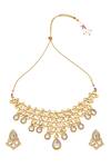 Shop_MINAKI_Gold Plated Diamonds, Stones Kundan Triangle Shaped Necklace Set _at_Aza_Fashions