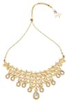 Buy_MINAKI_Gold Plated Diamonds, Stones Kundan Triangle Shaped Necklace Set _Online_at_Aza_Fashions