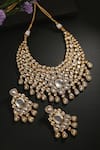 Buy_Minaki_Gold Plated Stones, Gota Patti Kundan Embellished Necklace Set _at_Aza_Fashions