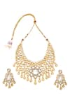 Shop_Minaki_Gold Plated Stones, Gota Patti Kundan Embellished Necklace Set _at_Aza_Fashions