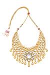 Minaki_Gold Plated Stones, Gota Patti Kundan Embellished Necklace Set _Online_at_Aza_Fashions