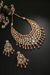 Buy_Minaki_Red Stones, Diamonds Geometric Kundan Necklace Set _at_Aza_Fashions