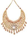 Minaki_Red Stones, Diamonds Geometric Kundan Necklace Set _Online_at_Aza_Fashions