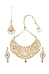 Shop_MINAKI_Red Bead And Pearl Embellished Necklace Set _at_Aza_Fashions