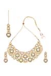 Shop_Minaki_Green Diamonds, Stones Kundan Meenakari Necklace Set _at_Aza_Fashions