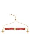 Shop_Minaki_Red Beads, Diamonds Kundan Layered Choker Set_at_Aza_Fashions