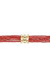 Minaki_Red Beads, Diamonds Kundan Layered Choker Set_Online_at_Aza_Fashions