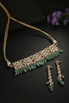 Buy_MINAKI_Green Bead And Kundan Embellished Choker Set _at_Aza_Fashions