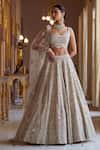 Shop_Osaa by Adarsh_White Silk Embroidery Zardozi Round Bridal Lehenga Set_at_Aza_Fashions